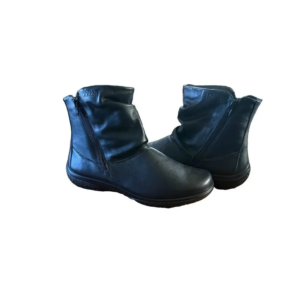Hotter Whisper Black Leather Ankle Boots Women’s US 9.5 UK 7.5 Made England